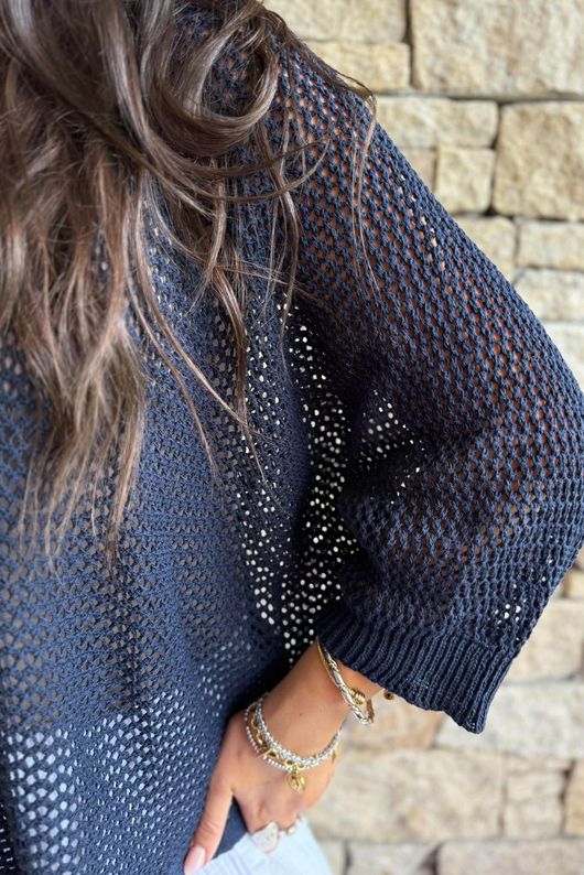 Conrad Grunge Loose Cotton Knit Navy